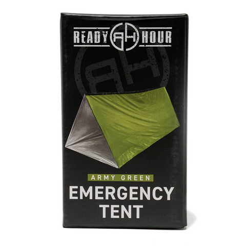 Ready Hour Army Green Orange Nylon Emergency Tent with Survival Whistle