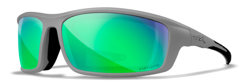 Wiley X Grid Sunglasses - Matte Cool Grey Frame with Captivate Polarized Green Lenses
