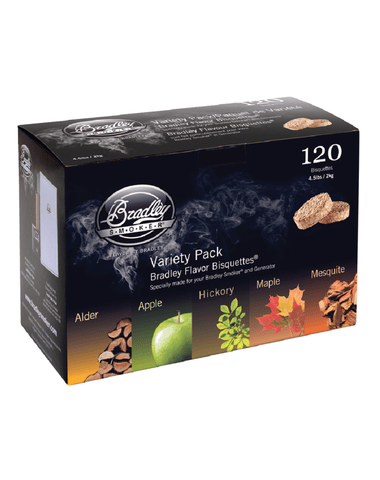 Bradley Smoker 5 Flavour Variety Pack Wood Bisquettes - 120 Pack