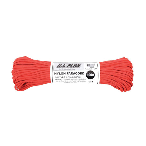Rothco Nylon Paracord Type III 550 LB 100FT - Red