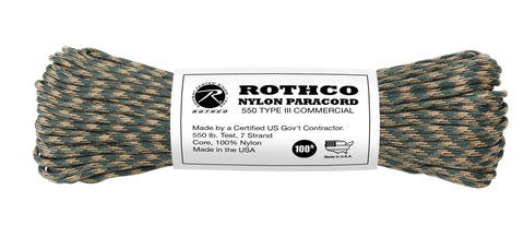 Rothco Nylon Camo Paracord 100 FT - Woodland Camo