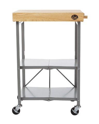 Bradley Wheeled Foldable Kitchen Cart with Wood Top