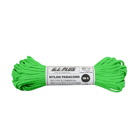 Rothco Nylon Paracord Type III 550 LB 100FT - Safety Green