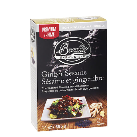 Bradley Smoker Premium Ginger Sesame Flavour Wood Bisquettes - 24 Pack