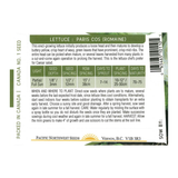 Pacific Northwest Seeds - Lettuce - Paris Cos (Romaine)