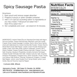 AlpineAire Spicy Sausage Pasta (Pork)
