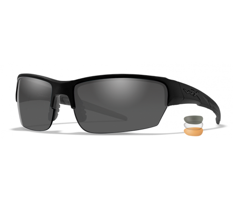 Wiley X Saint 3 Lens Pack ~ Smoke Grey- Clear- Light Rust with Matte Black Frame