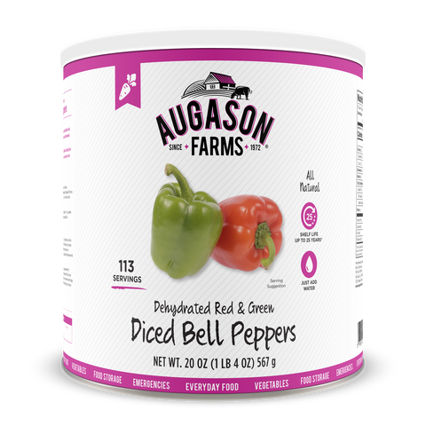 Augason Farms Dehydrated Diced Red & Green Bell Peppers #10 Can
