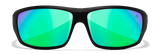 Wiley X Omega Sunglasses - Matte Black Frame with Captivate Polarized Green Mirror (Copper Base)