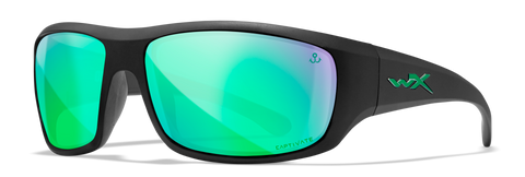Wiley X Omega Sunglasses - Matte Black Frame with Captivate Polarized Green Mirror (Copper Base)