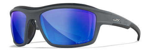 Wiley X Ozone Sunglasses - Matte Grey Frame with Captivate Polarized Blue Lenses