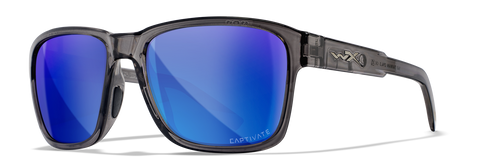 Wiley X Trek Sunglasses - Gloss Crystal Dark Grey Frame with Captivate Polarized Blue Mirror Lenses
